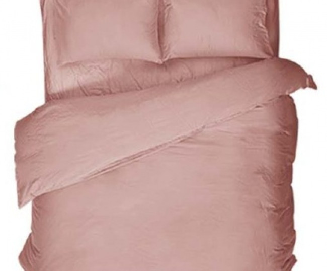 Комплект постельного белья перкаль варенка Пыльно розовый евро  - фото
