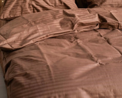 Комплект постельного белья ТМ Блакит страйп сатин "Коричневый" 1,5сп.
