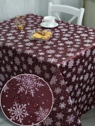 Скатерть ТМ Моготекс "Снежинки на винном" круглая