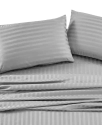 Комплект постельного белья ТМ «Блакит» страйп сатин "Серый жемчужный", евро