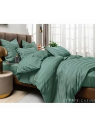 Комплект постельного белья ТМ Блакит  противомикробный страйп сатин "Зеленый" евро