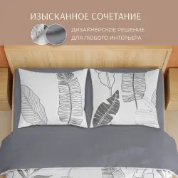 Комплект постельного белья ТМ Экотекс Поэтика поплин Ливз Евро- фото2